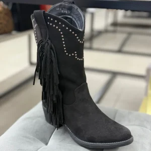 Stivali texani in camoscio con frange