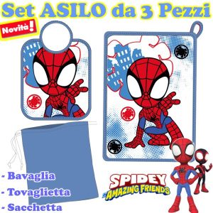 Marvel – “Spidey” Set Asilo 3 Pezzi ( Tovaglietta + Bavetta + Sacchetta )