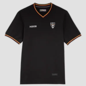 T-shirt nera con scollo a V