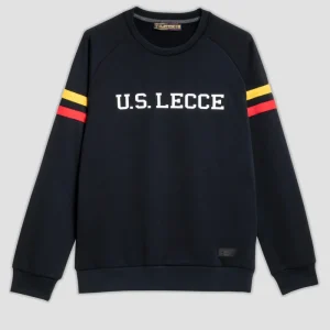 Felpa blu navy con strisce giallo-rosse