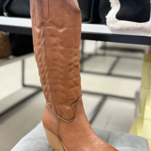 Stivali texani effetto imbottito in ecopelle alti