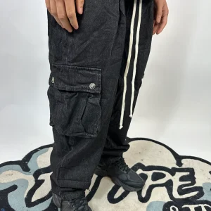 Pantalone Cargo ANDME Sartoriale Effetto Jeans Nero