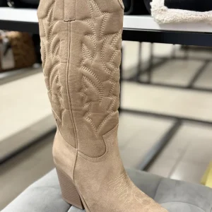 Stivali texani in camoscio effetto imbottito alti