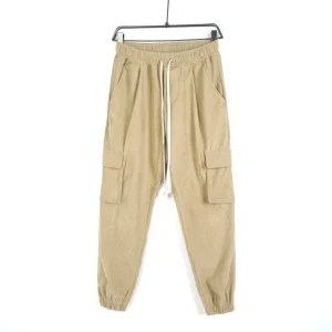 Pantalone Cargo a Coste Beige