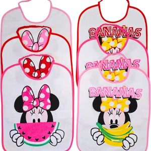 Ellepi –  Bavette Grandi in Spugna con Retro in PVC Disney Minnie  – Confezione Da 6 Pezzi