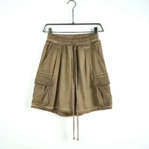 Pantaloncino Cargo Cotone Stone Wash Camel