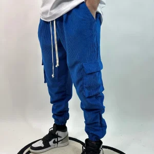 Pantalone Cargo a Coste Blu