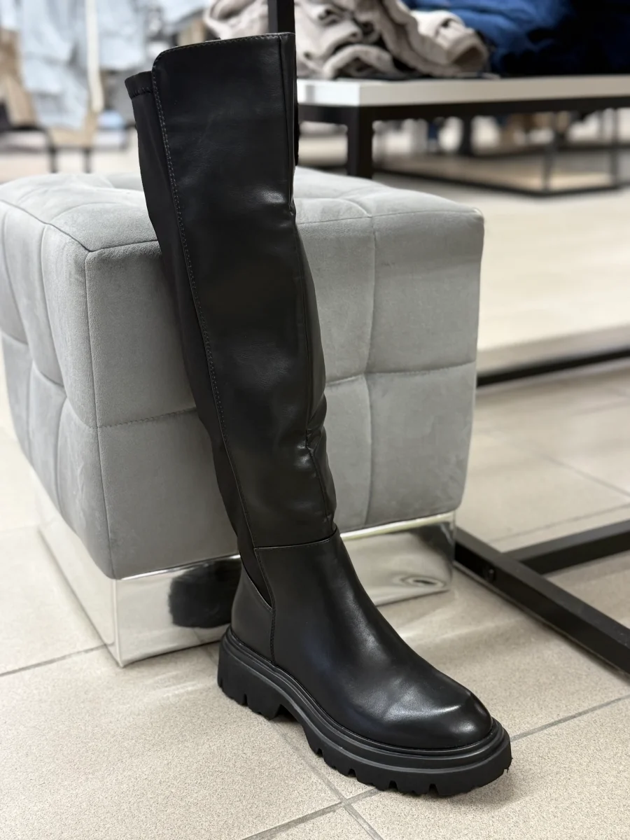 Stivali in ecopelle e nylon alti tacco 3cm