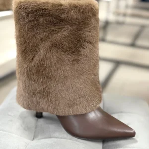 Stivali in ecopelle con pelliccia tacco 5cm