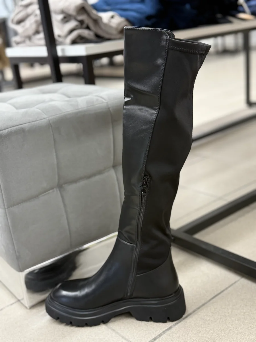 Stivali in ecopelle e nylon alti tacco 3cm - immagine 4