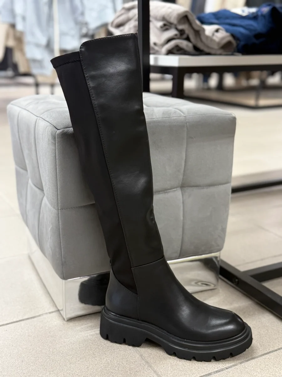 Stivali in ecopelle e nylon alti tacco 3cm - immagine 3