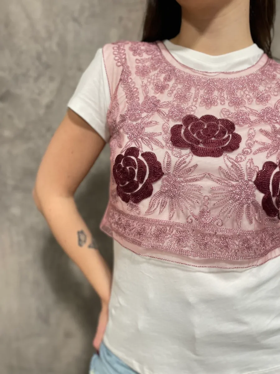 T-shirt Tulle Ricamato - immagine 3