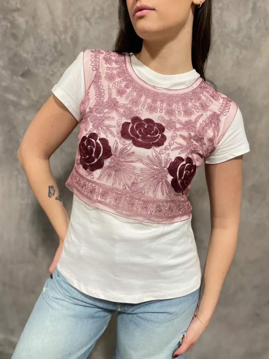 T-shirt Tulle Ricamato