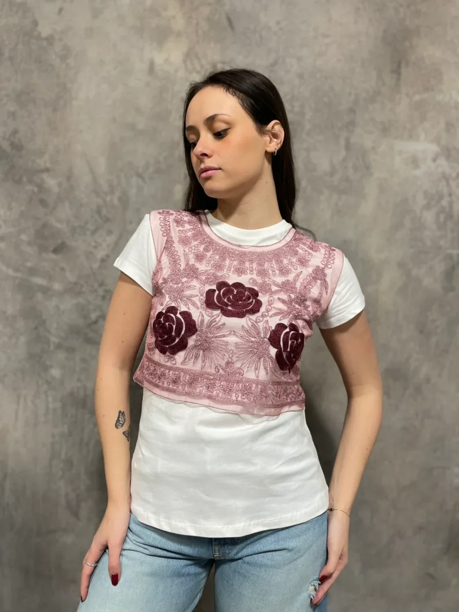 T-shirt Tulle Ricamato - immagine 4
