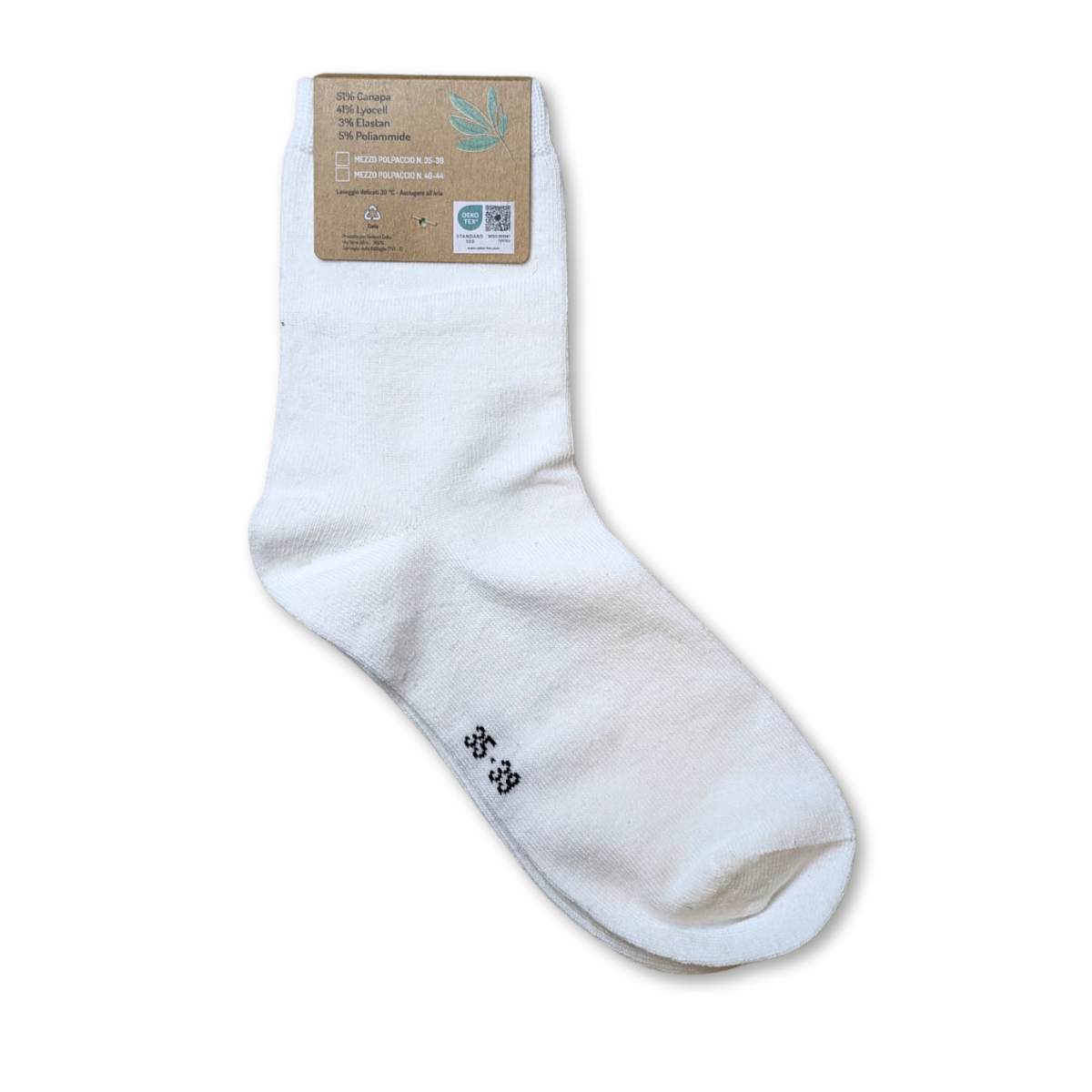 Calzino in canapa donna bianco – mezzo polpaccio - immagine 4