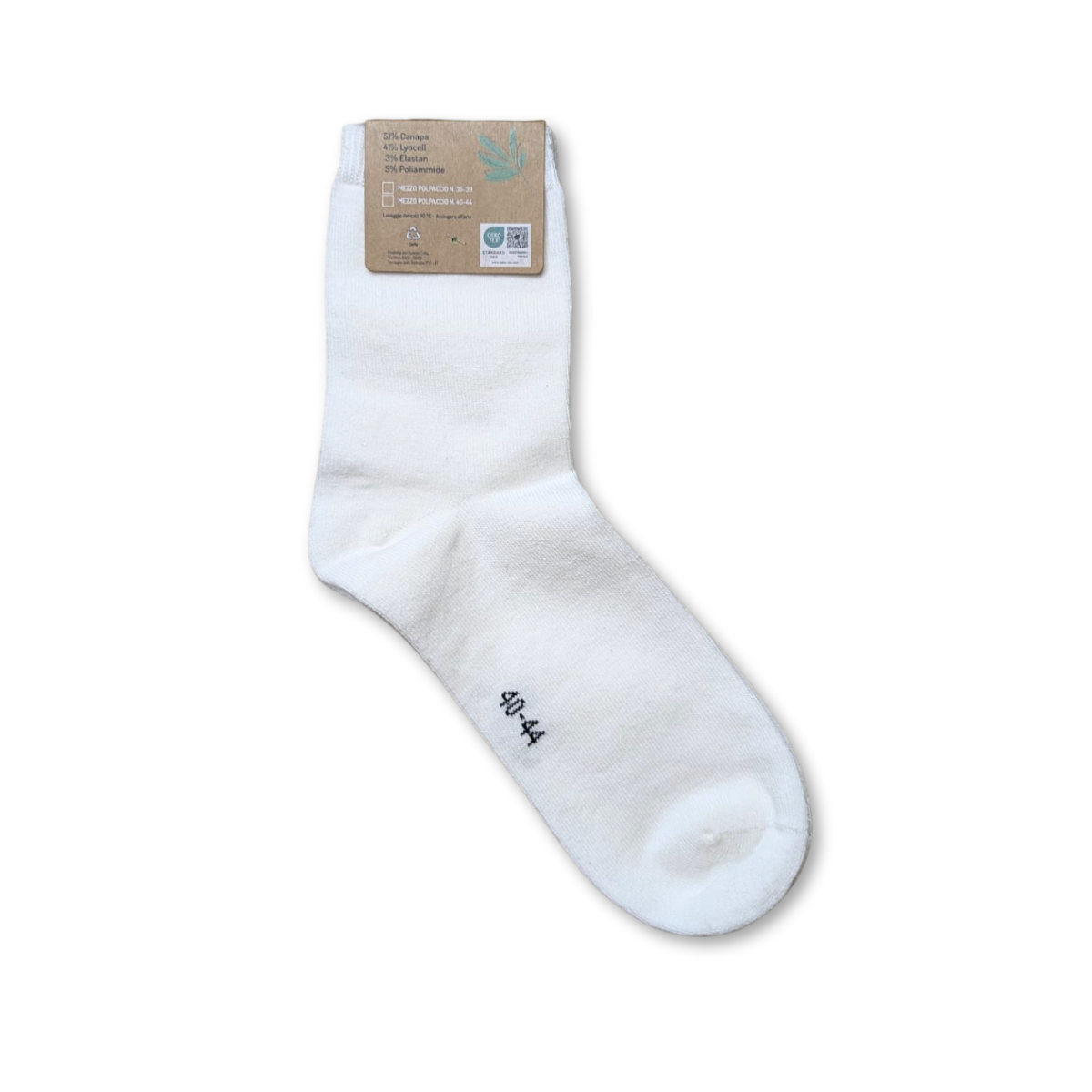 Calzino in canapa uomo bianco – mezzo polpaccio - immagine 3