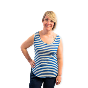 Canottiera donna in canapa – Righe Blu