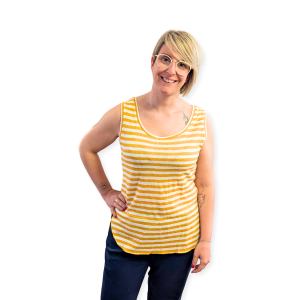 Canottiera donna in canapa – Righe Ocra