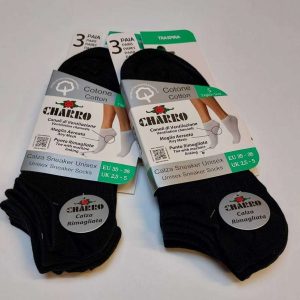 Charro – 3 Paia di Calze Sneaker Unisex Cotone Altezza Caviglia