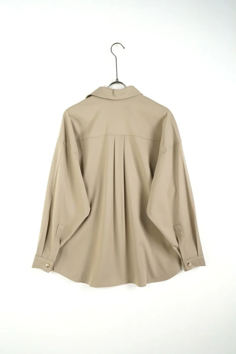 Camicia beige a manica lunga - OVERSIZE - immagine 3