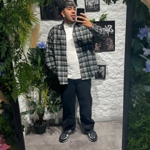 Camicia a quadri nera a manica lunga - OVERSIZE