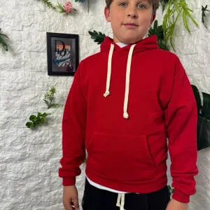 Felpa rossa con cappuccio in tinta unita - GARZATO 10-16 anni