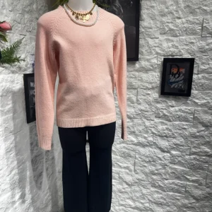 Maglioncino rosa in maglia con polsini brillantinati 4-12 anni