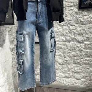 Jeans cargo blu in denim 6-16 anni