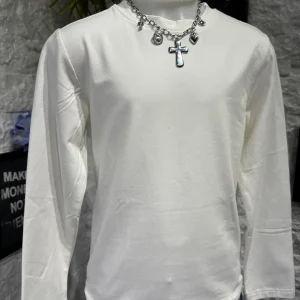 T-shirt bianca in tinta unita a girocollo 4-16 anni