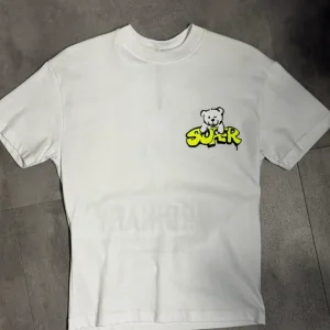 T-shirt bianca con stampa "SUPER" e orsetto - OVERSIZE 10-16 anni