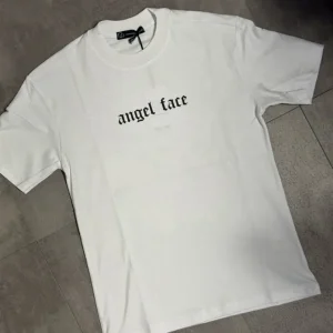 T-shirt bianca con stampa "ANGEL FACE" - OVERSIZE 10-16 anni