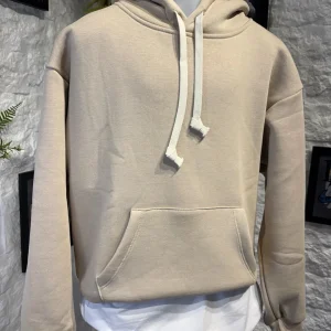 Completo beige con felpa cappuccio e pantalone fondo ampio - FELPATO 6-16 anni
