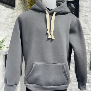 Felpa grigio antracite con cappuccio e tasca frontale - FELPATO 10-16 anni