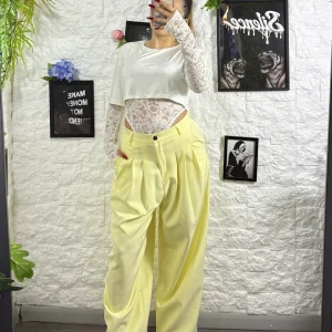 Pantalone a palazzo con pences e linea morbida