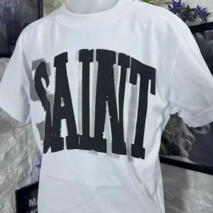 T-shirt bianca con stampa "SAINT" - OVERSIZE 10-16 anni
