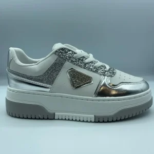 Sneakers argento con glitter
