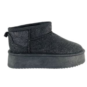 Stivaletto nero brillantinato con suola platform