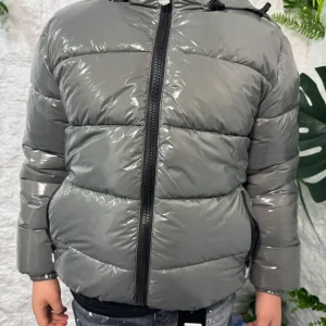 Bomber grigio lucido imbottito 8-16 anni