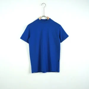T-shirt blu in tinta unita con mezzo collo alto 10-16 anni