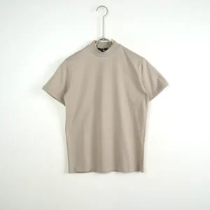 T-shirt beige in tinta unita con mezzo collo alto 10-16 anni