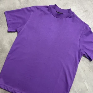 T-shirt viola in tinta unita con mezzo collo alto 10-16 anni