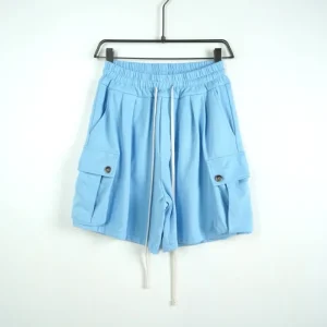 Pantaloncino cargo celeste in cotone con tasche laterali 10-16 anni