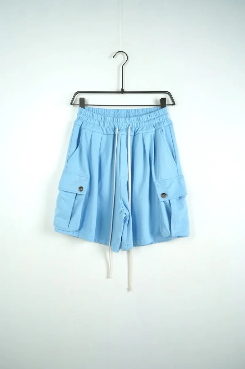 Pantaloncino cargo celeste in cotone con tasche laterali 10-16 anni