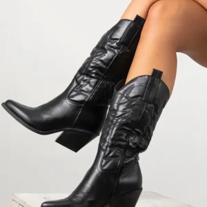 Stivale texano nero in ecopelle