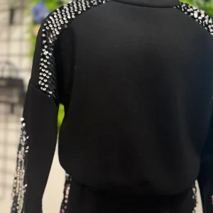 Completo nero con felpa e pantalone in paillettes - GARZATO 4-14 anni