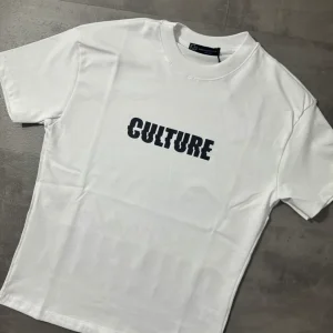 T-shirt bianca con stampa "CULTURE" - OVERSIZE 10-16 anni