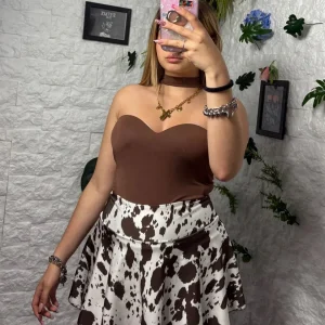 Body in lycra tinta unita con choker abbinato