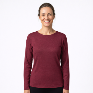 Maglia Tecnica donna in canapa Bordeaux(manica lunga) – Active Hemp