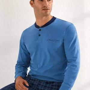 IL Granchio – Pigiama Uomo In Cotone Con Maglia A Manica Lunga E Pantalone Lungo / Art.GP1114