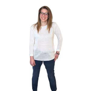 T-shirt donna in canapa manica lunga – Bianca